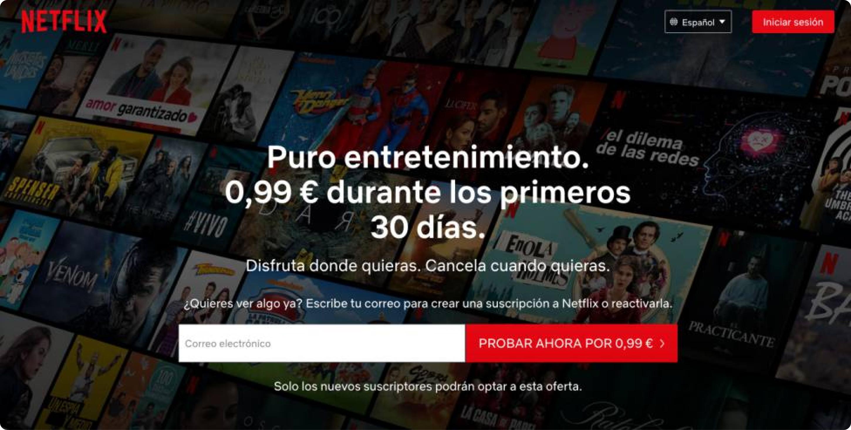 Landing page de Netflix