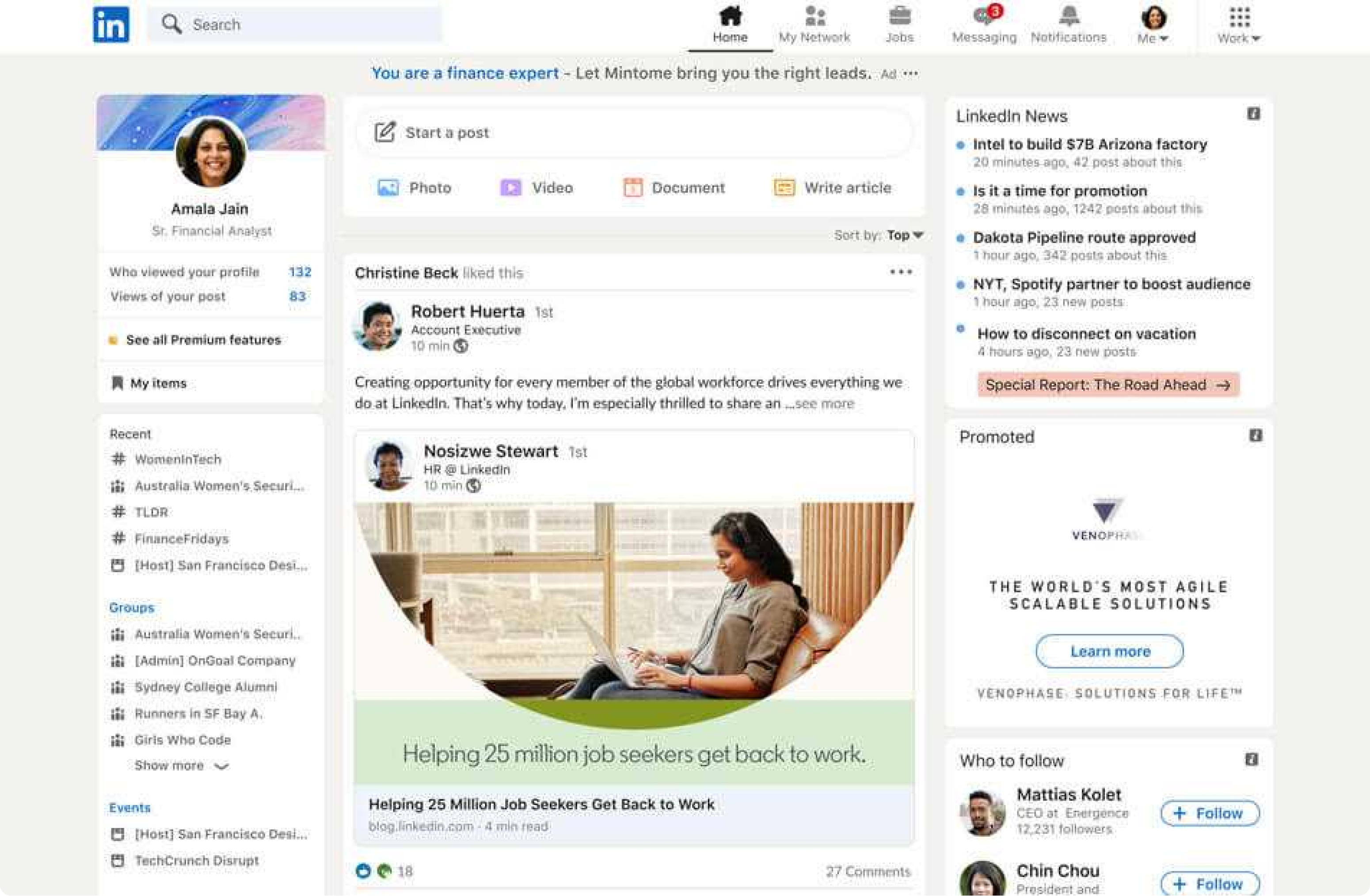 Feed de LinkedIn